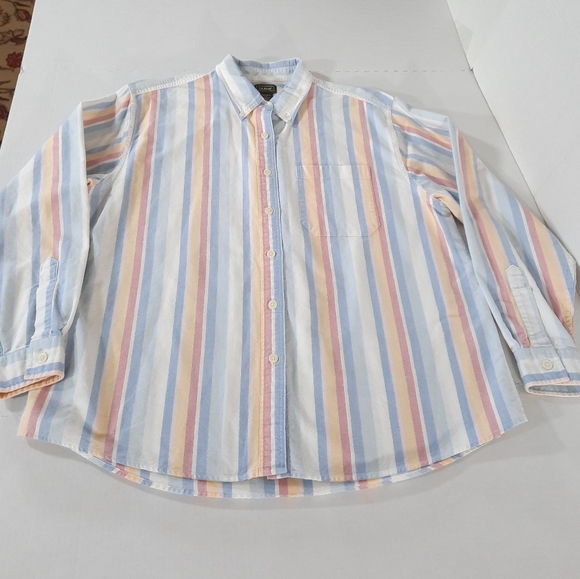 LL Bean Colorful Striped LS Oxford Shirt - Picture 3 of 6